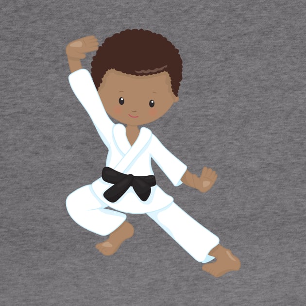 African American Boy, Karate Boy, Kata, Black Belt by Jelena Dunčević